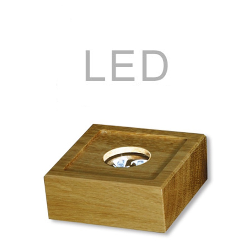 Socle en bois de chêne avec éclairage LED